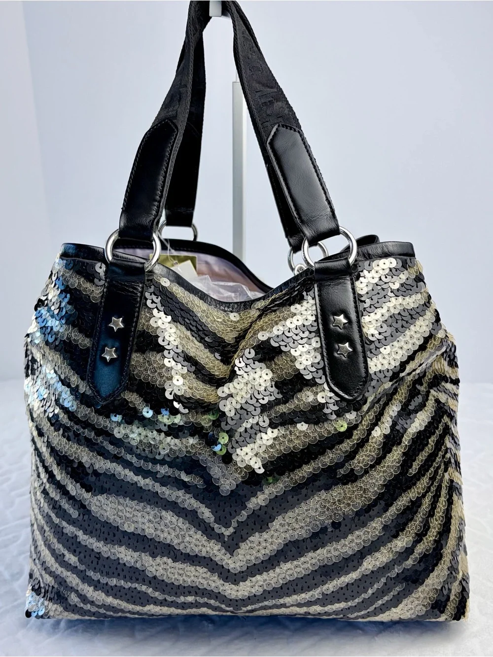 Vintage 2001 LeSportsac Remix NWT Limited edition Remix Zebra Sequin Hobo bag